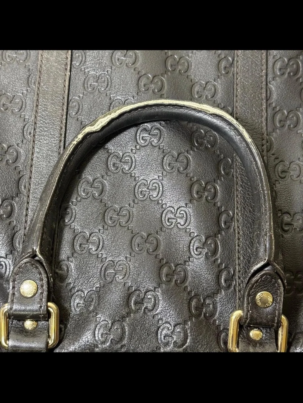 Gucci Black Embossed GG Leather Briefcase with Top Handles